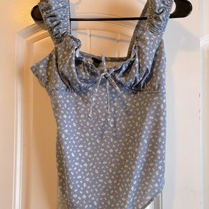Blue floral bodysuit